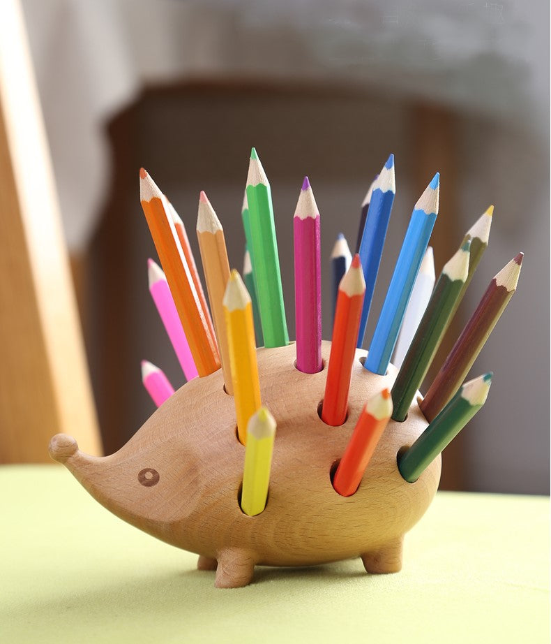 Wooden Hedgehog Pencil Holder Cool Angel Co.