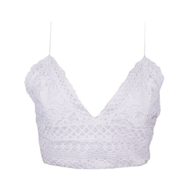 WHITE LACE Cropped Cami
