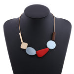 70's Homage Wood- like Resin Bead NECKLACE (Choice of: Red or Blue Accent)