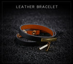 Adjustable Black COWHIDE Leather Bracelet