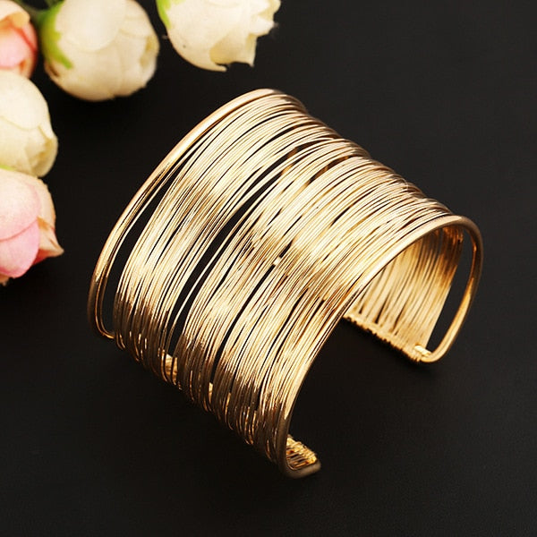 Metal Strings CUFF BRACELET- gold or silver color
