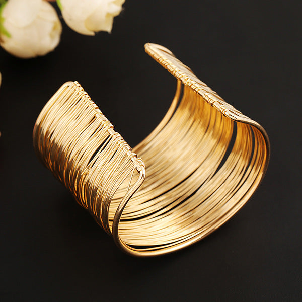Metal Strings CUFF BRACELET- gold or silver color