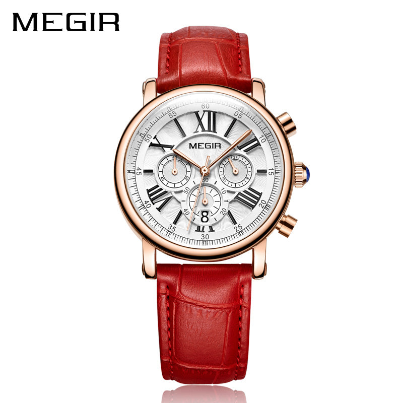 MEGIR Classic Look Sports Wrist Watch with Leather Band