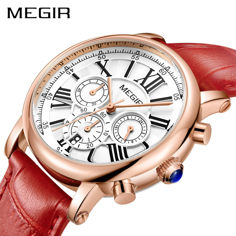 MEGIR Classic Look Sports Wrist Watch with Leather Band