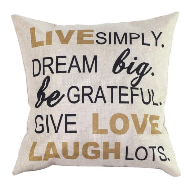 LIVE SIMPLY, DREAM BIG Cotton Linen Blend Cushion COVER