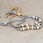 Stainless Steel with Crytals & Gold/Silver Beads ADJUSTABLE BRACELET