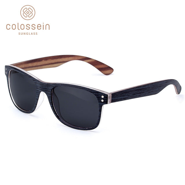 COLOSSEIN Retro Square Imitation Wood Sunglasses