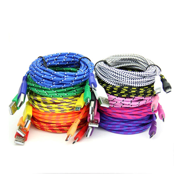 EXTRA LONG (10 Ft) ASSORTED COLORS USB CABLE FOR ANDROID